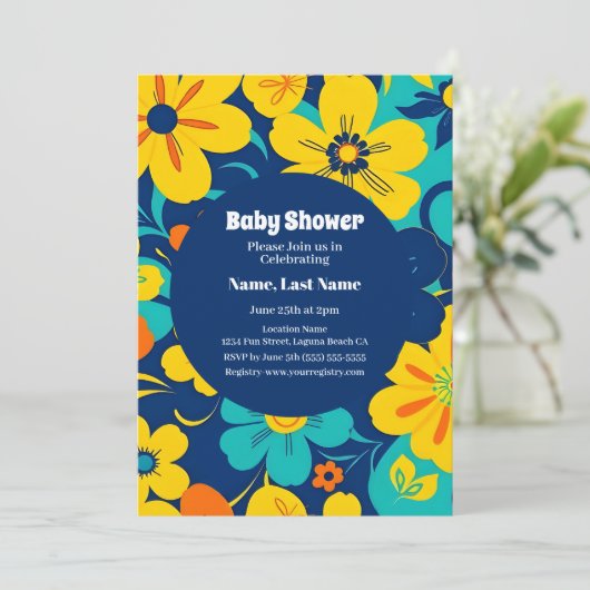 Kleurrijke Rush Blooms-Dopamine Style-Retro Bloeme Kaart (Staand voorkant)