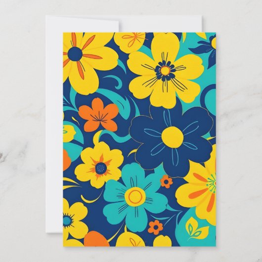 Kleurrijke Rush Blooms-Dopamine Style-Retro Bloeme Kaart (Achterkant)