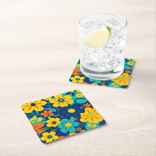 Kleurrijke Rush Blooms-Dopamine Style-Retro Bloeme Kartonnen Onderzetters (Insitu)