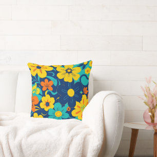 Kleurrijke Rush Blooms-Dopamine Style-Retro Bloeme Kussen
