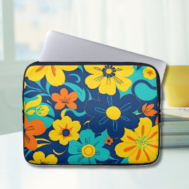 Kleurrijke Rush Blooms-Dopamine Style-Retro Bloeme Laptop Sleeve