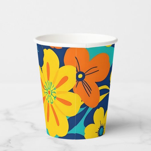Kleurrijke Rush Blooms-Dopamine Style-Retro Bloeme Papieren Bekers (Rechts)