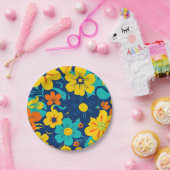 Kleurrijke Rush Blooms-Dopamine Style-Retro Bloeme Papieren Bordje (Feest)