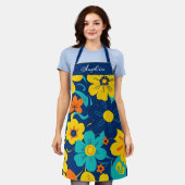 Kleurrijke Rush Blooms-Dopamine Style-Retro Bloeme Schort (Gedragen)