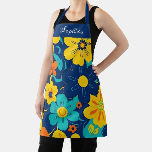 Kleurrijke Rush Blooms-Dopamine Style-Retro Bloeme Schort (Insitu)