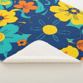 Kleurrijke Rush Blooms-Dopamine Style-Retro Bloeme Sherpa Deken (3/4)