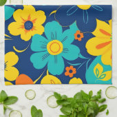 Kleurrijke Rush Blooms-Dopamine Style-Retro Bloeme Theedoek (Gevouwen)