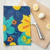 Kleurrijke Rush Blooms-Dopamine Style-Retro Bloeme Theedoek (Quarter Fold)