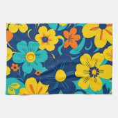 Kleurrijke Rush Blooms-Dopamine Style-Retro Bloeme Theedoek (Horizontaal)