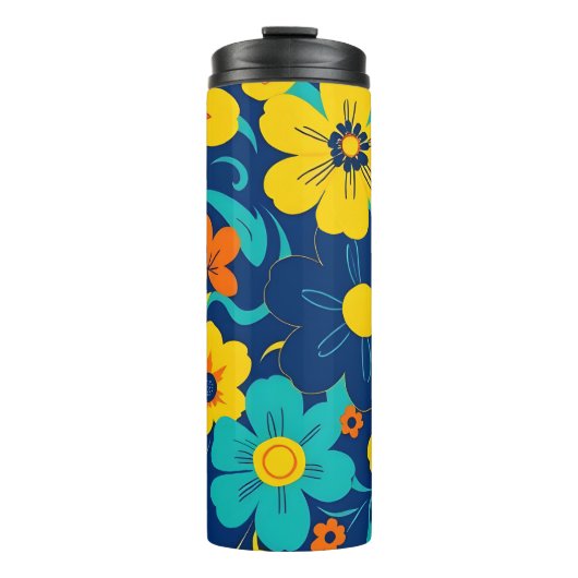 Kleurrijke Rush Blooms-Dopamine Style-Retro Bloeme Thermosbeker (Voorkant)