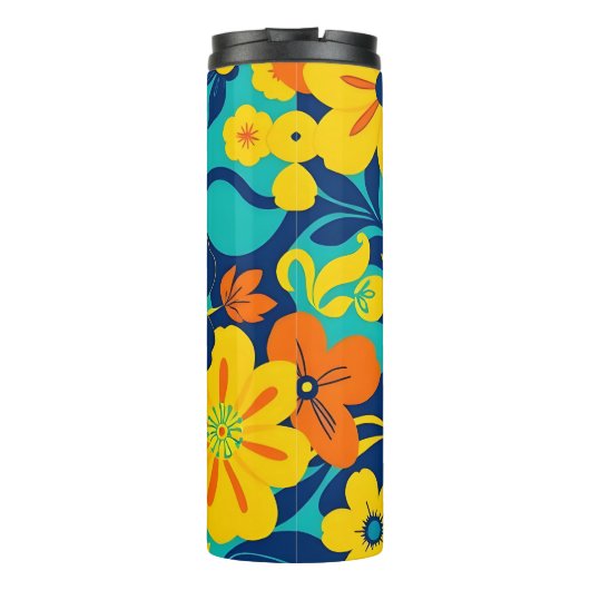 Kleurrijke Rush Blooms-Dopamine Style-Retro Bloeme Thermosbeker (Achterkant)