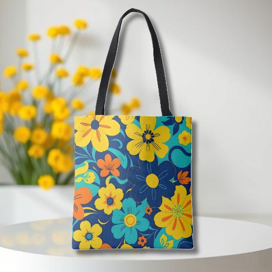 Kleurrijke Rush Blooms-Dopamine Style-Retro Bloeme Tote Bag