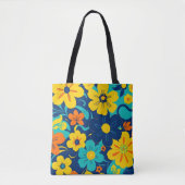 Kleurrijke Rush Blooms-Dopamine Style-Retro Bloeme Tote Bag (Voorkant)