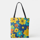 Kleurrijke Rush Blooms-Dopamine Style-Retro Bloeme Tote Bag (Achterkant)