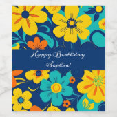 Kleurrijke Rush Blooms-Dopamine Style-Retro Bloeme Wijn Etiket (Enkel label)