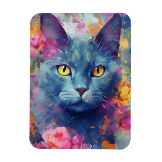 Kleurrijke Russische Blauwe kat Magneet