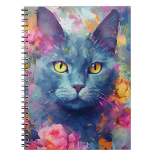 Kleurrijke Russische Blauwe kat Notitieboek