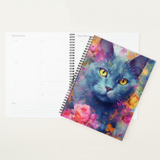 Kleurrijke Russische Blauwe kat Planner (Display)