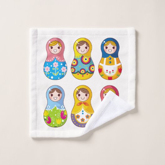 Kleurrijke Russische Matreshka-poppen Washandje (Wasdoekje)