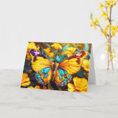 Kleurrijke rustende vlinder gelukkige verjaardag kaart (Gele Bloem)