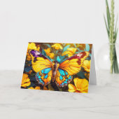 Kleurrijke rustende vlinder gelukkige verjaardag kaart (Voorkant)