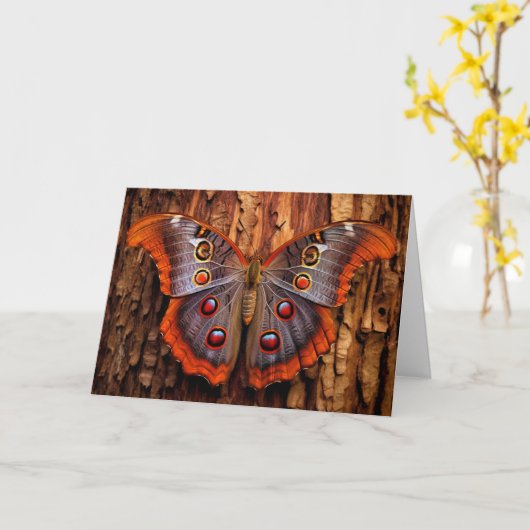 Kleurrijke rustende vlinder illustratie kaart (Gele Bloem)