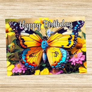 Kleurrijke rustende vlinder ontwerp Happy Birthday Kaart