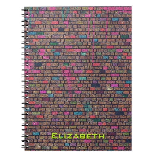 Kleurrijke Rustic Brick Wall textuur op maat Notitieboek (Voorkant)