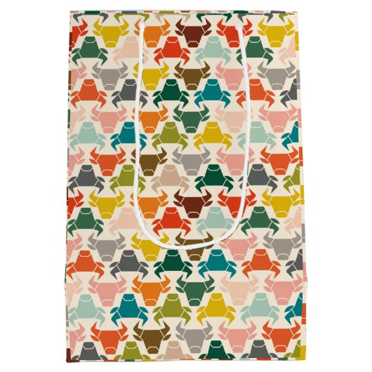 Kleurrijke Rustic Bull Head Silhouet Medium Cadeauzakje (Achterkant)