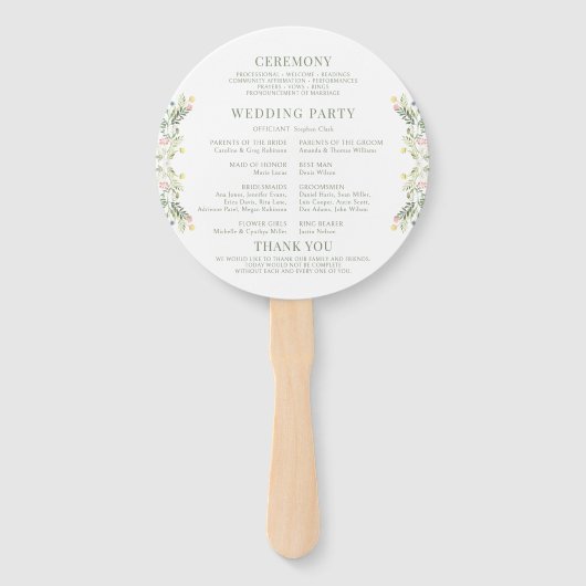 Kleurrijke Rustic Meadow Wild Flower Wedding Progr Handwaaier (Achterkant)
