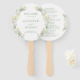 Kleurrijke Rustic Meadow Wild Flower Wedding Progr Handwaaier