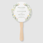 Kleurrijke Rustic Meadow Wild Flower Wedding Progr Handwaaier (Voorkant)