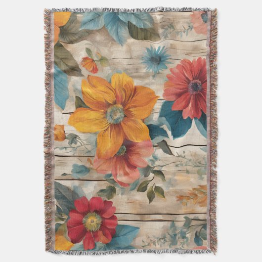 Kleurrijke rustieke bloem deken (Voorkant Verticaal)