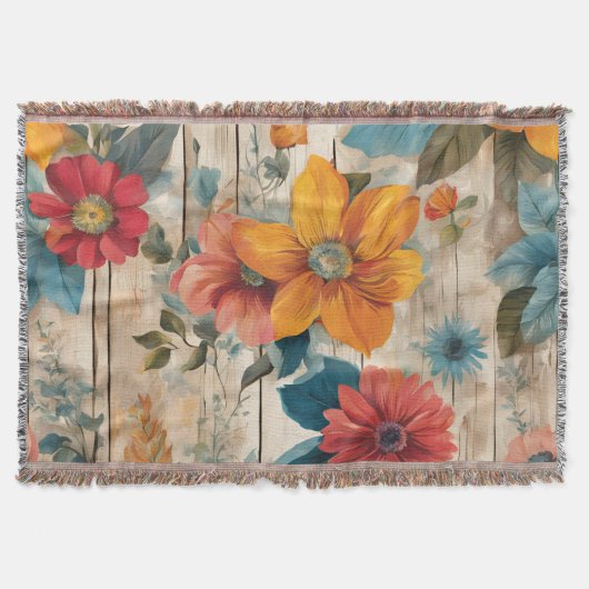 Kleurrijke rustieke bloem deken (Voorkant)