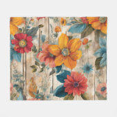 Kleurrijke rustieke bloem fleece deken (Voorkant (Horizontaal))