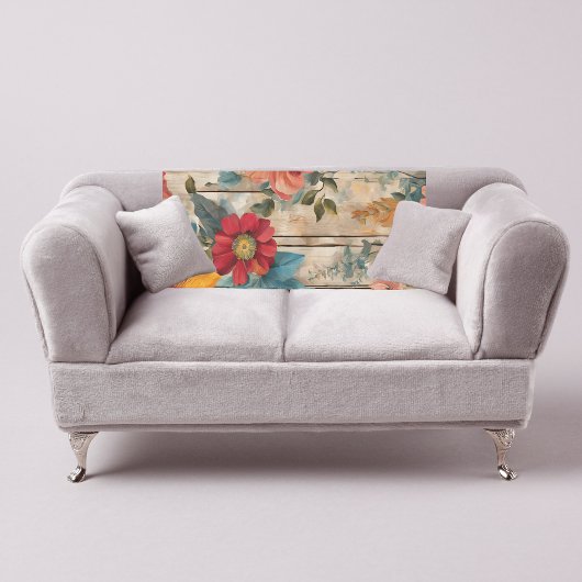 Kleurrijke rustieke bloem fleece deken