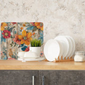 Kleurrijke rustieke bloem glas snijplank