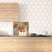 Kleurrijke rustieke bloem glas snijplank