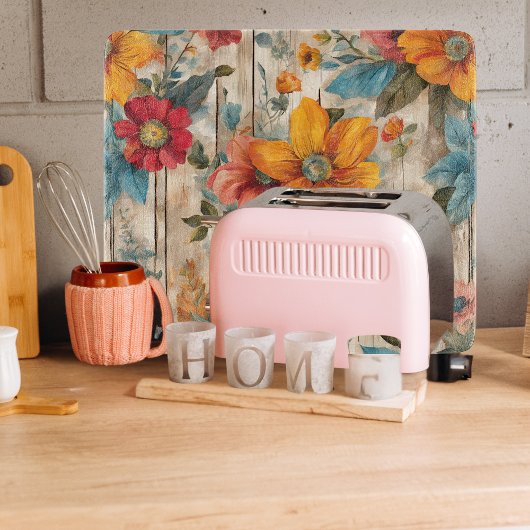 Kleurrijke rustieke bloem glas snijplank