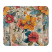 Kleurrijke rustieke bloem glas snijplank (Voorkant)
