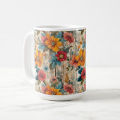 Kleurrijke rustieke bloem koffiemok (Voorkant links)