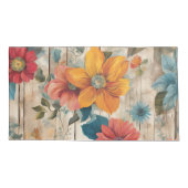 Kleurrijke rustieke bloem kussensloop (Achterkant)