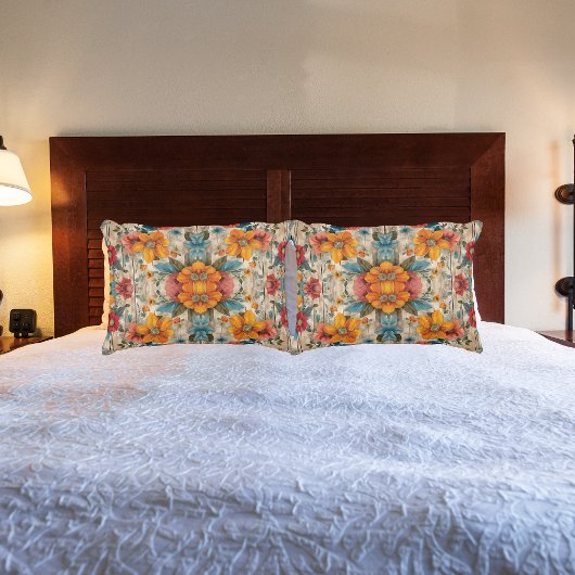 Kleurrijke rustieke bloem kussensloop