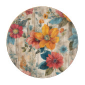 Kleurrijke rustieke bloem rond snijplank (Voorkant)