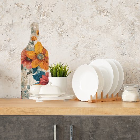 Kleurrijke rustieke bloem snijplank