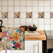 Kleurrijke rustieke bloem tegeltje