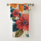 Kleurrijke rustieke bloemen bad handdoek (Insitu)