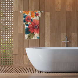 Kleurrijke rustieke bloemen bad handdoek