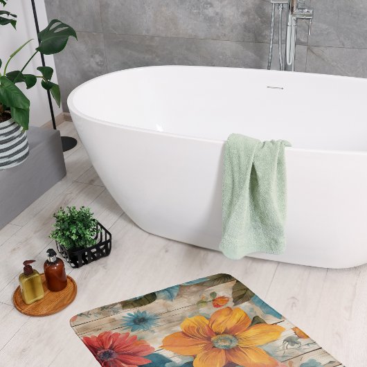 Kleurrijke rustieke bloemen badmat