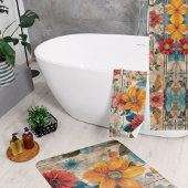 Kleurrijke rustieke bloemen badmat